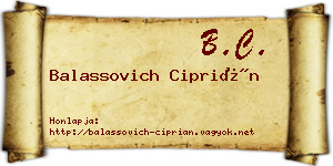 Balassovich Ciprián névjegykártya